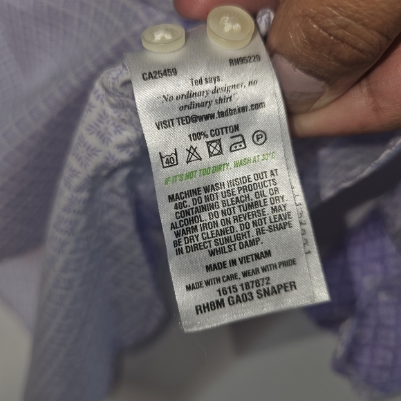 Ted Baker Endurance Men's Diamond Geo Print Button Down Shirt Light Purple 15.5 - Picture 7 of 11